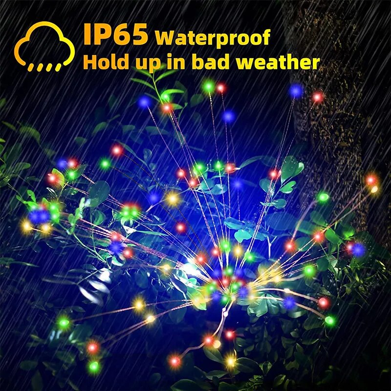 1,2 Or 4 Pcs Solar LED Firework Garden Lights.