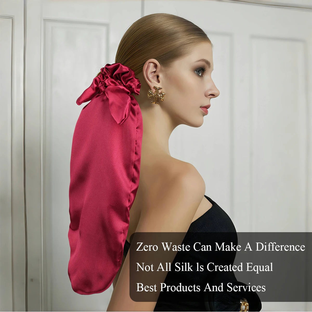 Ladies Satin Sleep Cap with Tie And Hairband