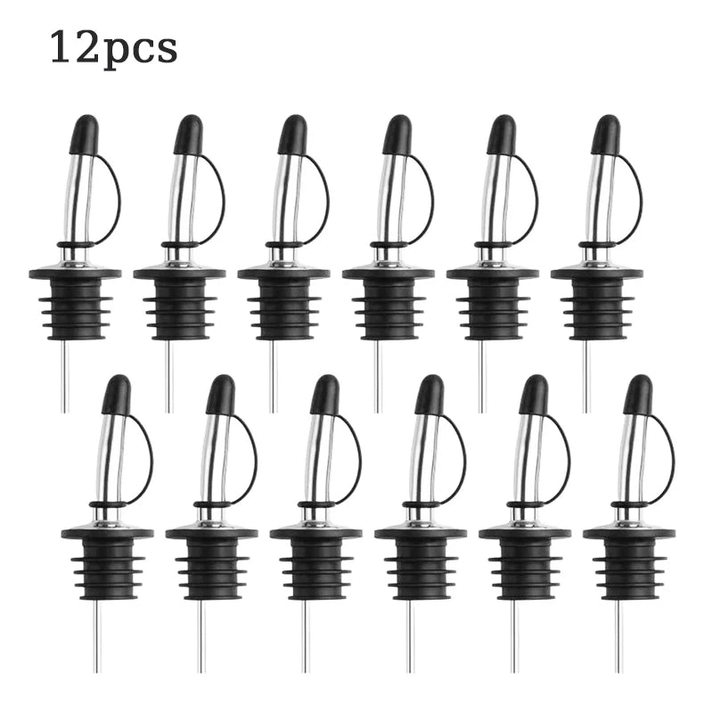 Stainless Steel Pour Spouts with Rubber Caps For Wine Or Oil Bottles