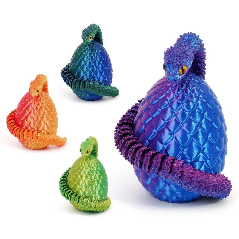 3D Printed Rotating Moveable Stress Relief Action Figure Snake And Egg