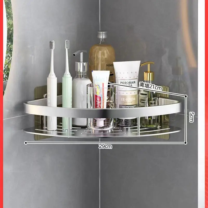 Aluminum Adhesive Corner Shelf Organizer For Showers