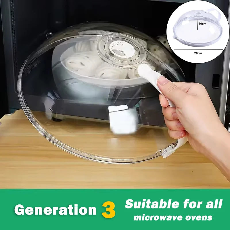 Microwave Transparent Plate Cover With Steam Vent And Handle