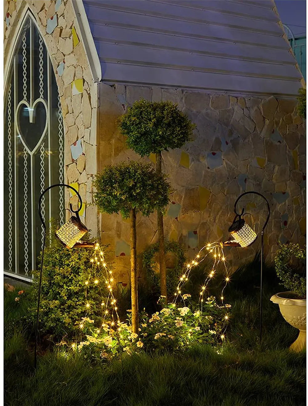 LED, Solar Watering Can With Waterfall Lamp.