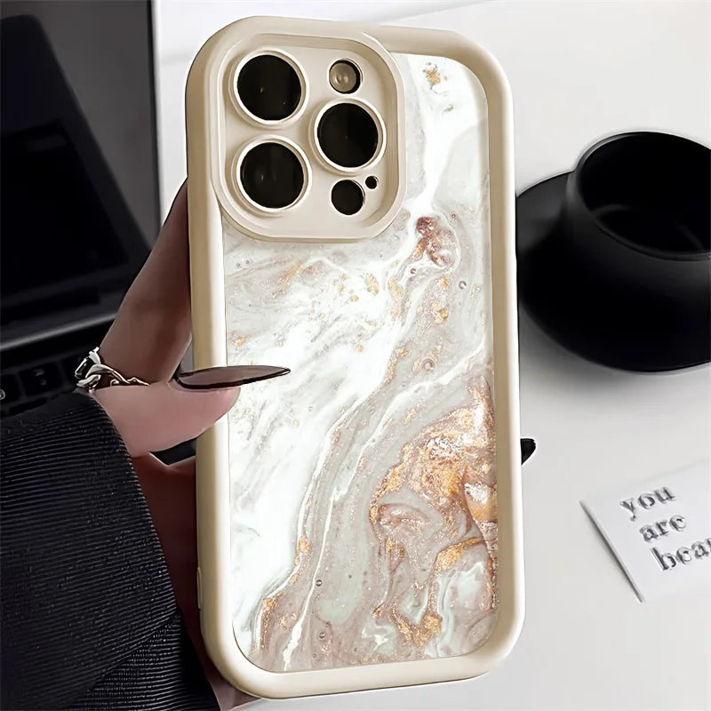 Marble Silicone Case For iPhone 15 16 17 Pro Max