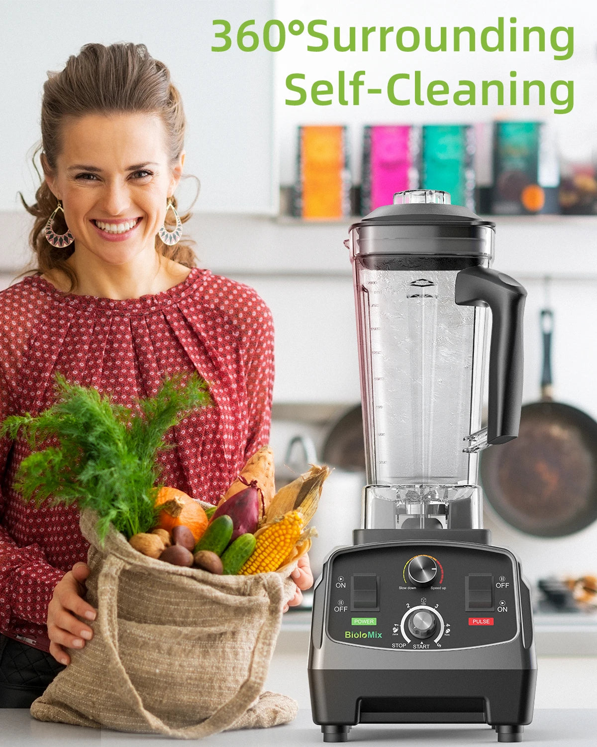 BioloMix 3HP 2200W Heavy Duty Commercial Grade Blender With BPA Free 2L Jar