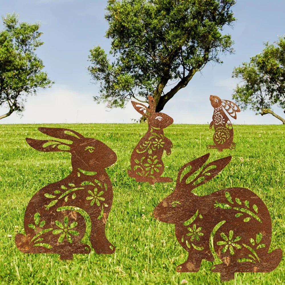 Outdoor Rustic Metal Garden Rabbit