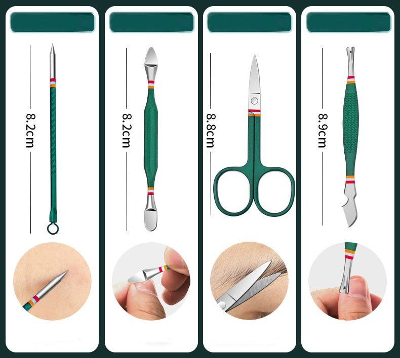 12-16pcs Stainless Steel Manicure Set With Folding Bag.