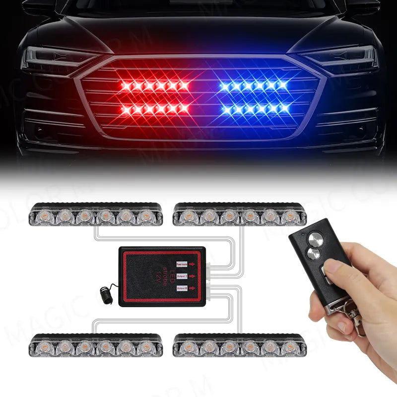 4X6 Wireless Remote Led Car Grid Emergency Lights