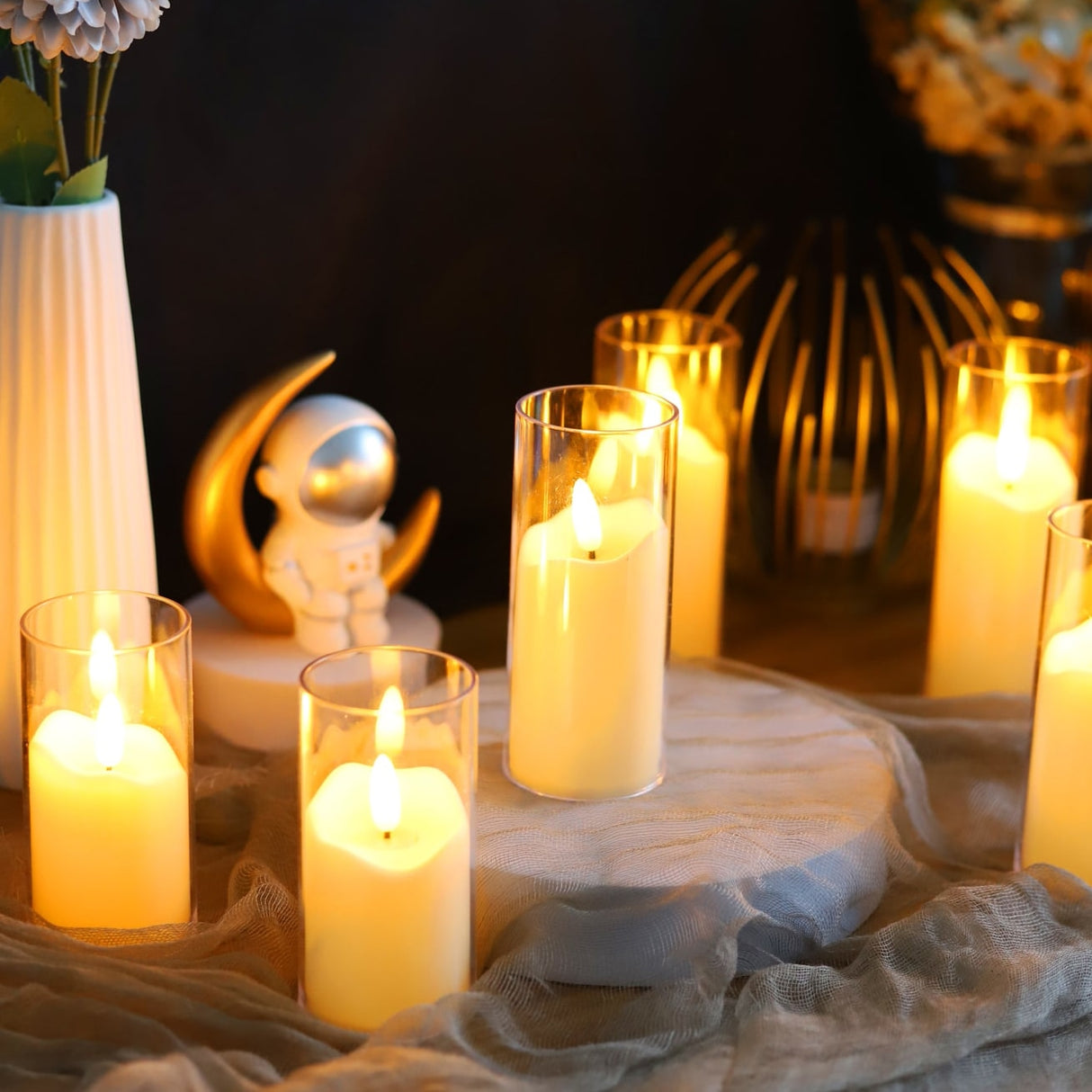 6Pcs Led Flameless Acrylic Battery Candles.