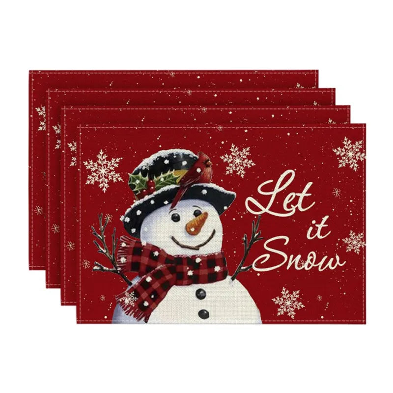 4PCS 30*45CM Linen Christmas Table Placemats