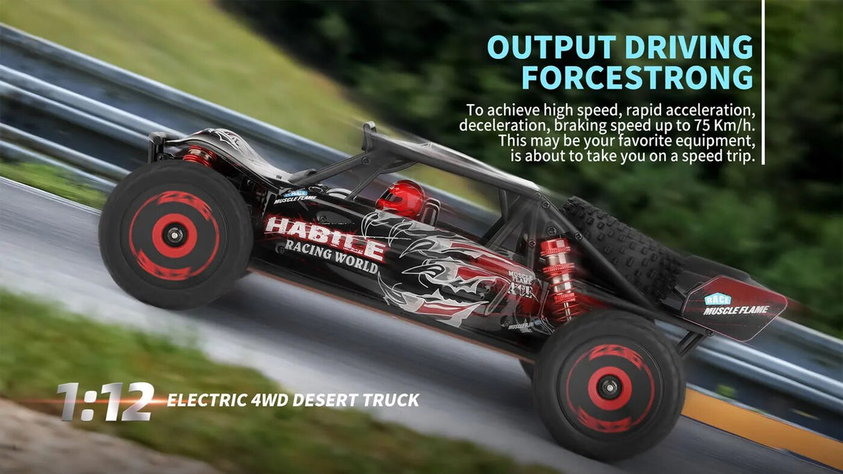 WLtoys -WL Off-Road Remote RC Racing Car 124016 V8 V2 1/12 4WD High Speed Brushless Motor.