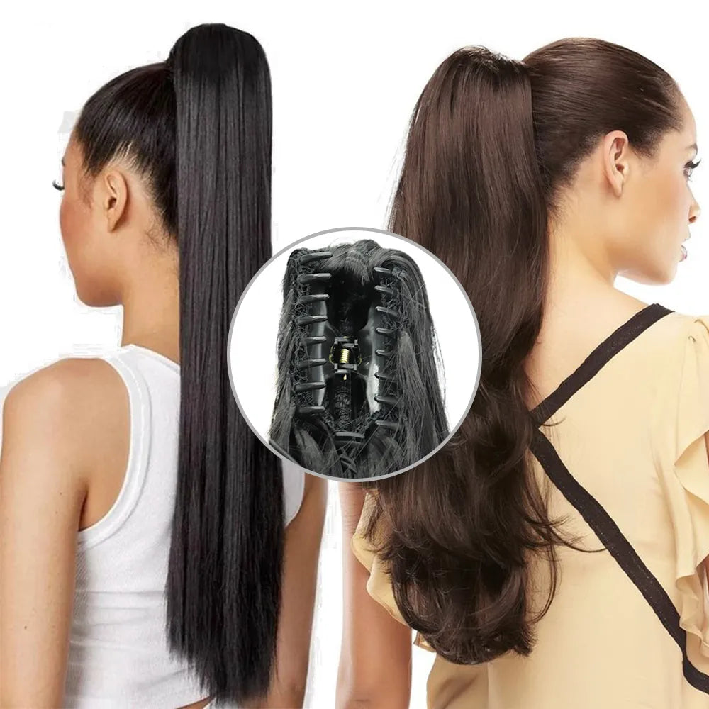 Synthetic 24 Inch Heat Resistant, Clip On Ponytail Hair Extensions.