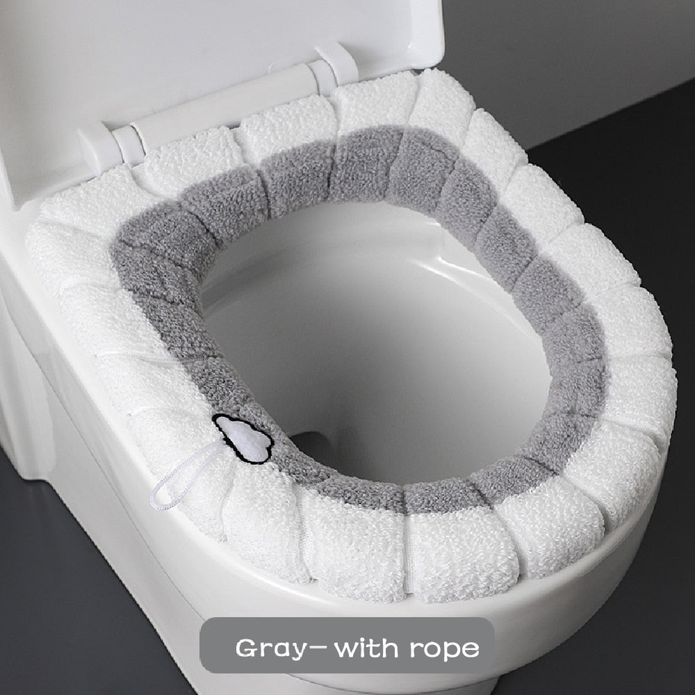 Universal Soft Warm Toilet Seat Cushion.  Easily removed and washable.