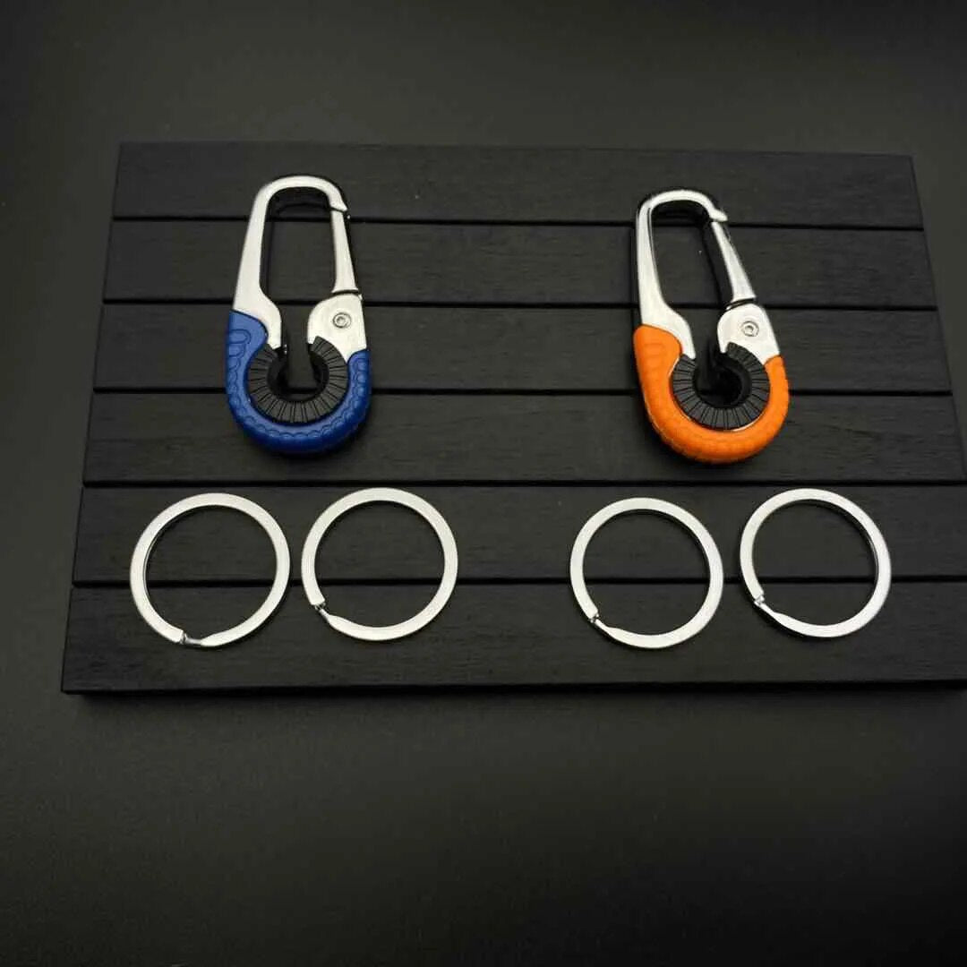 Stainless Steel, Double Ring Carabiner Keychain Buckle Clip.