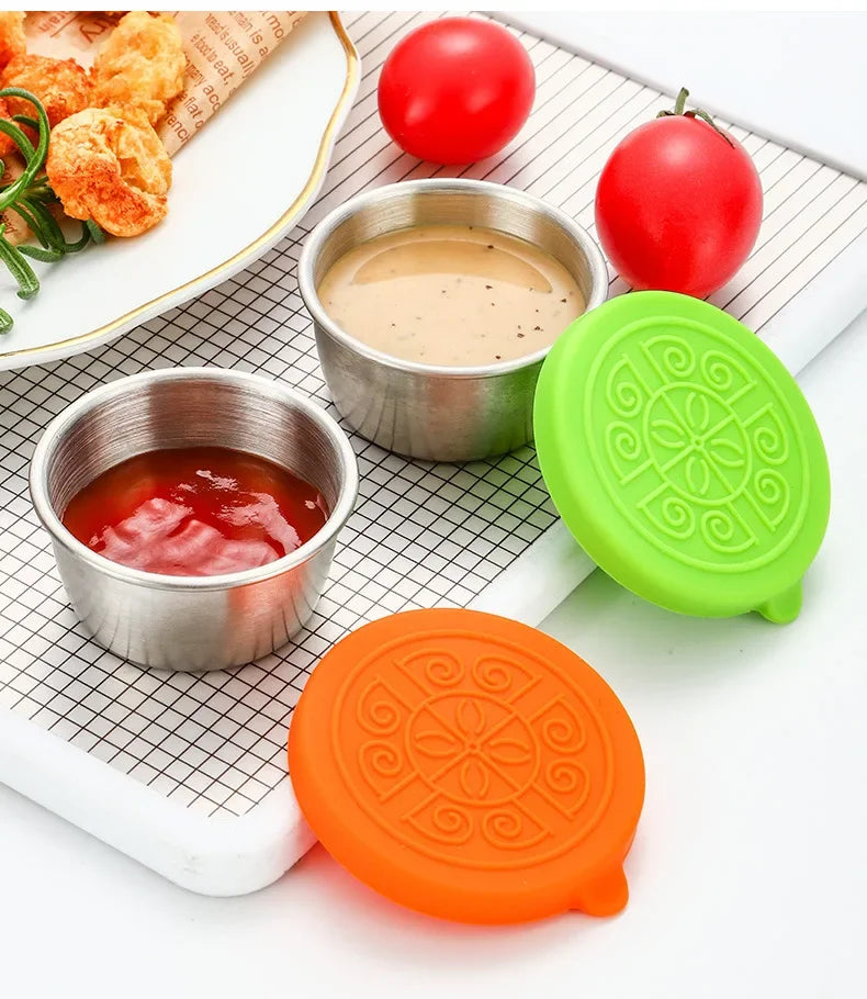 6 Pcs Set Leakproof Stainless Steel Containers With Silicone Stretch Lids