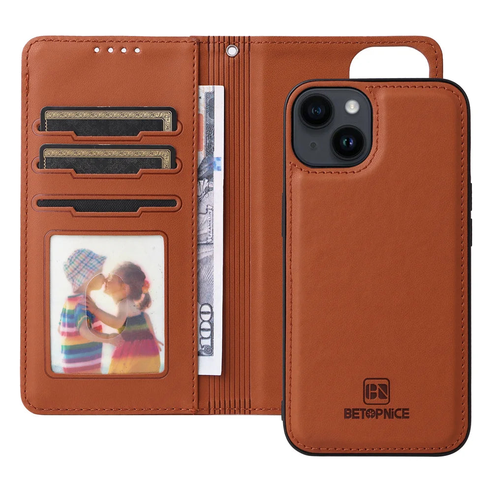 BETOPNICE 2 in 1 Detachable Magnetic Leather Case for iPhone 15 Pro Max 12 13 Mini 14 Plus