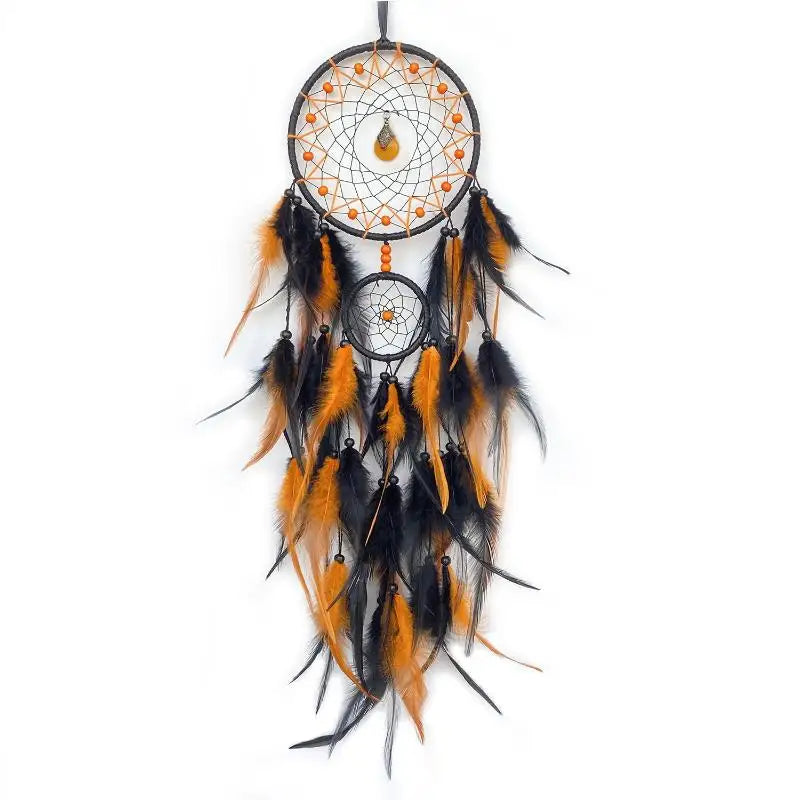 Hand-woven Dreamcatcher With Artificial Feathers And Crystals
