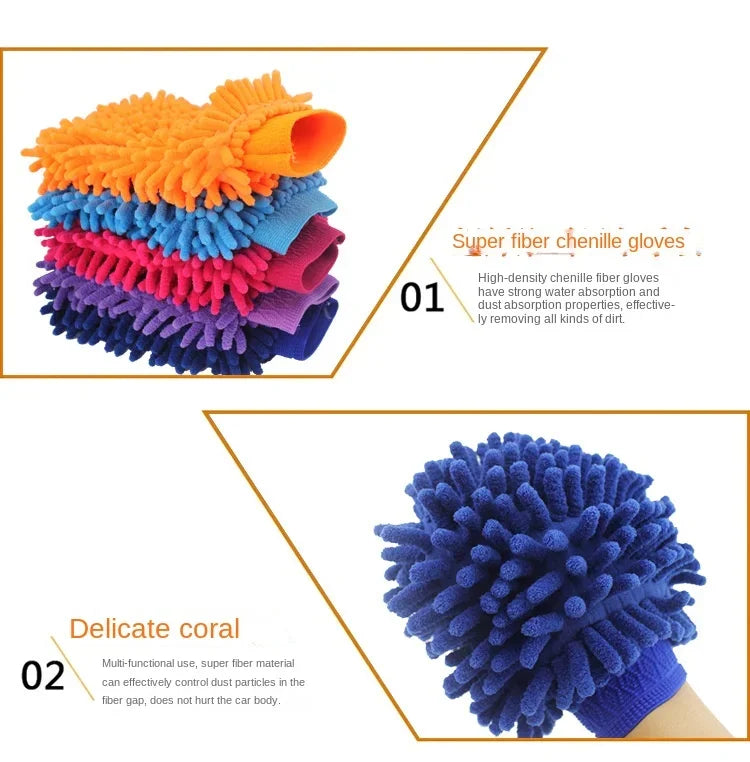 5PCS Double-sided Microfiber Washable Cleaning Mitt