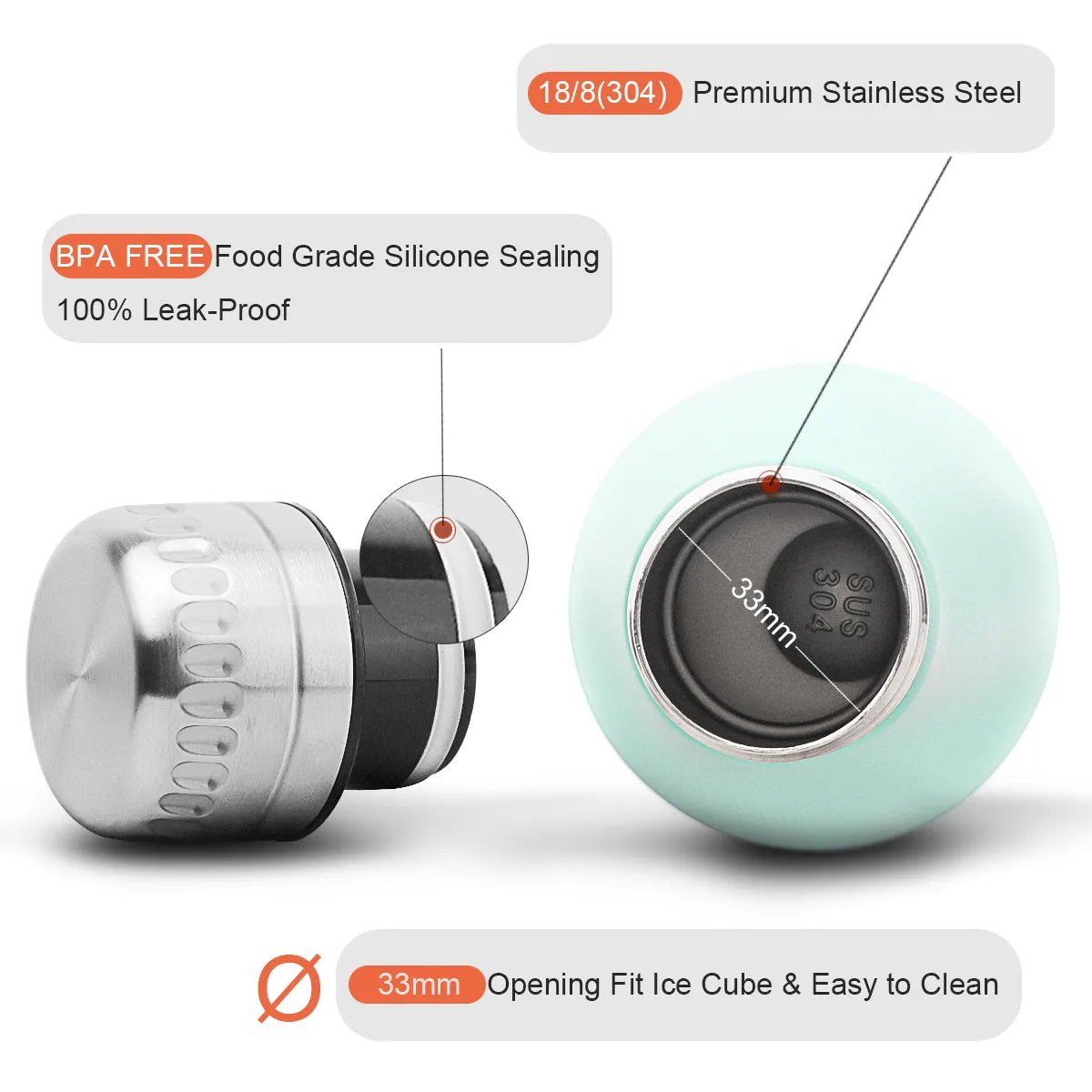 ZOUNICH Stainless Steel Double-Wall Insulated Vacuum Water Bottle.