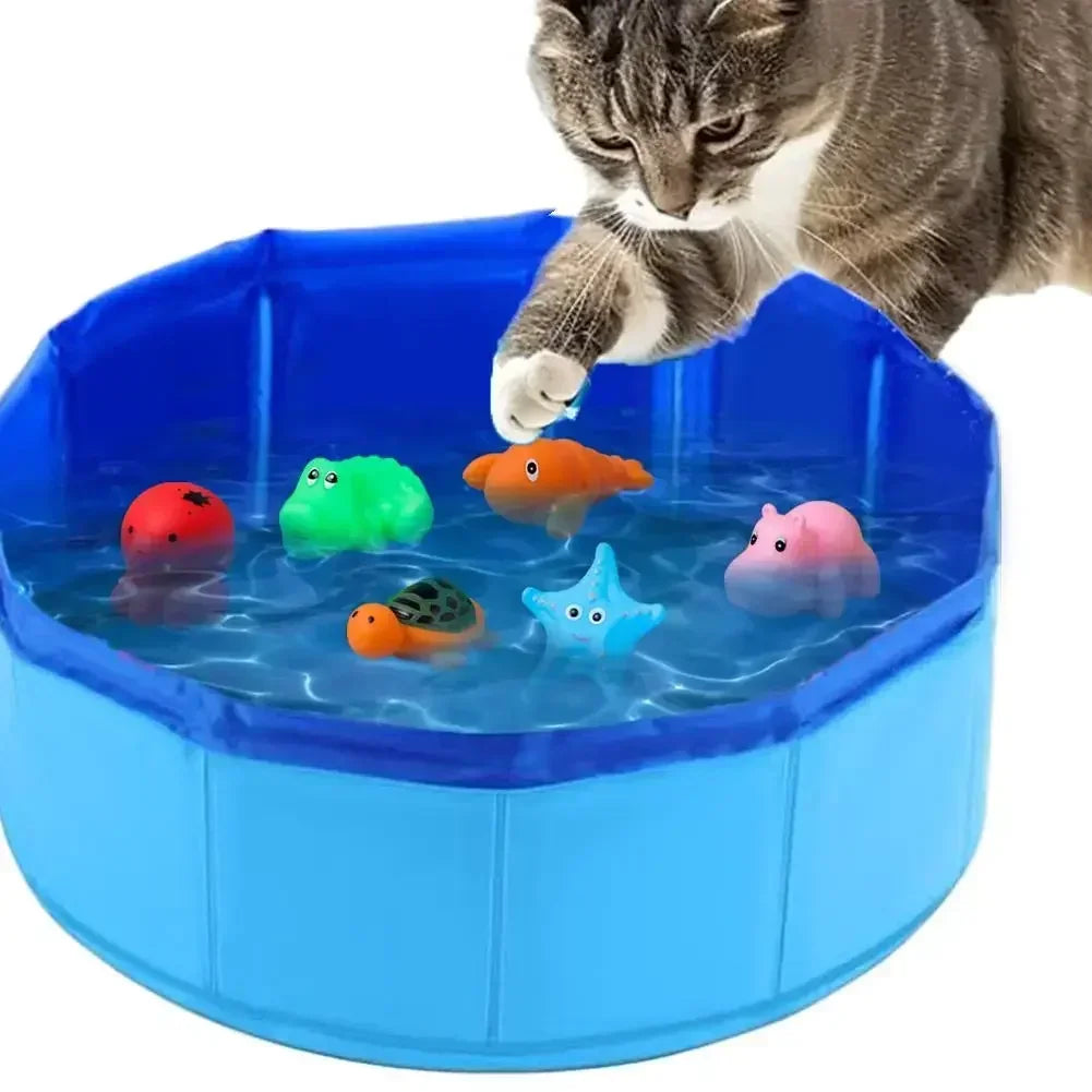 Foldable Pet Pool With Toys