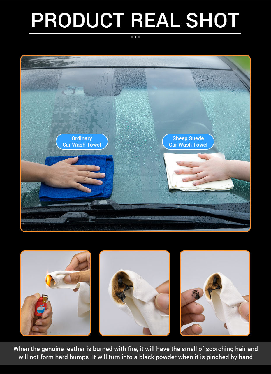 Natural Sheepskin Chamois Car Care Cleaning Towel.