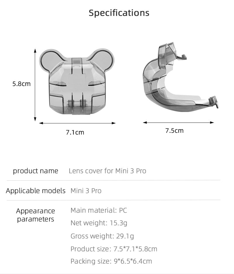 Lens Cap for DJI Mini 3 Pro Drone. Dust-proof Cap Gimbal Guard Quadcopter.
