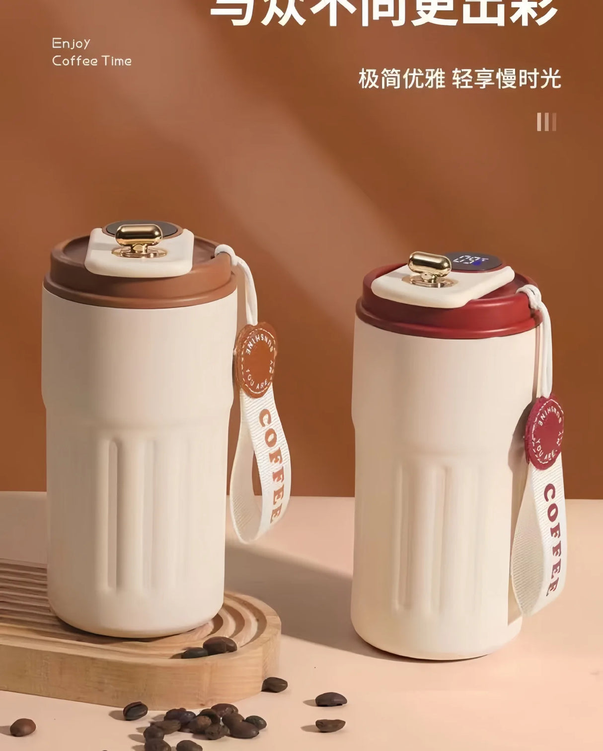 450ml Temperature Display Thermos Premium Stainless Steel Coffee Cup