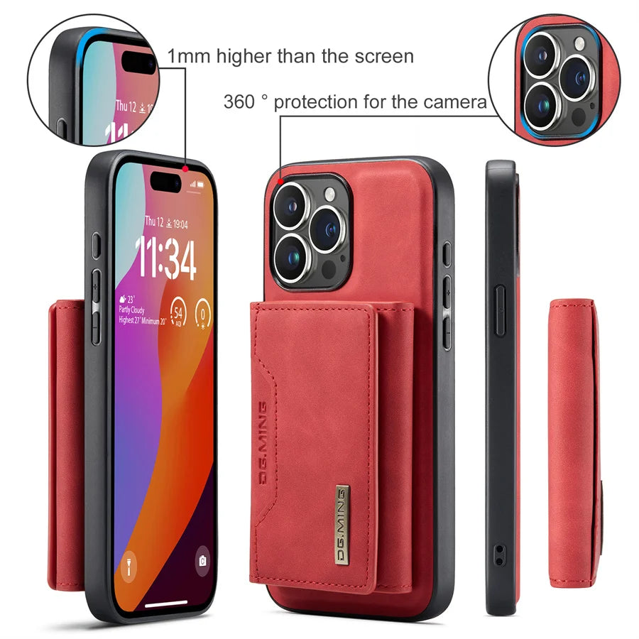 Magnetic Leather Wallet Case for iPhone 15 14 Plus 11 12 13 16 Pro