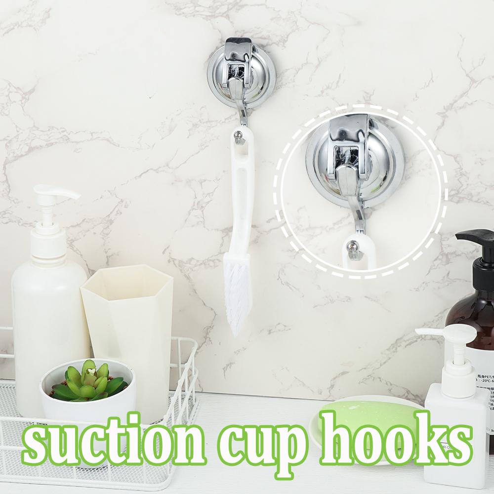 Reusable Heavy-Duty Chrome-Plated Suction Cup Hooks For Bathroom Showers.