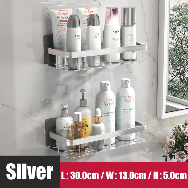 Adhesive Aluminum Storage Organizer For Bathroom Accessories.