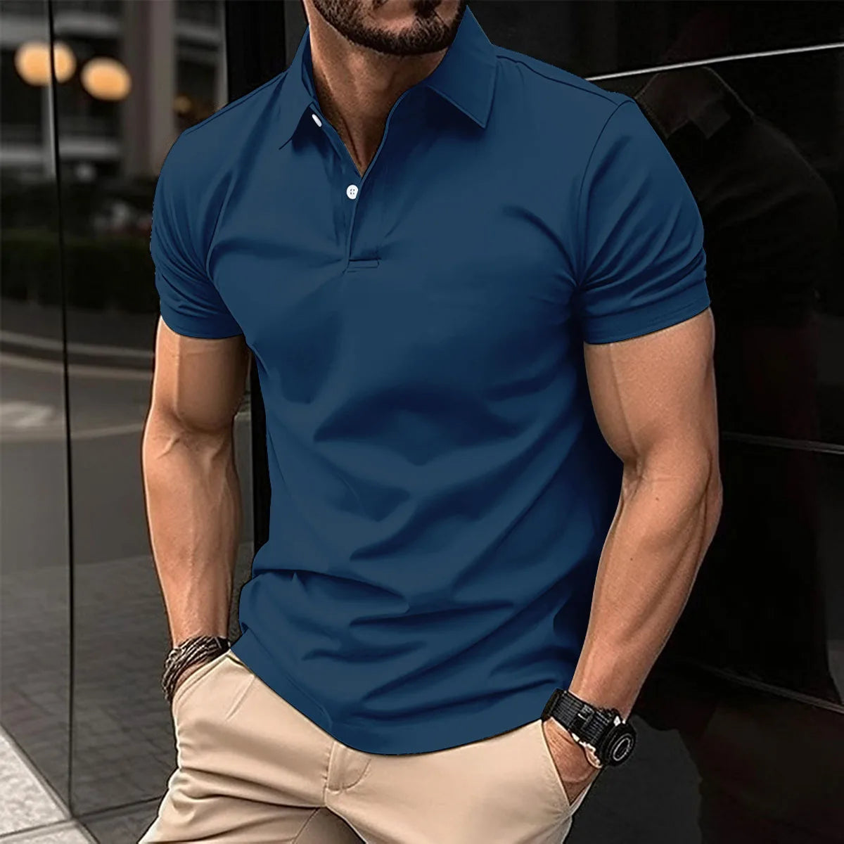 Men's Solid Color Polo T-Shirts For Business or Golf