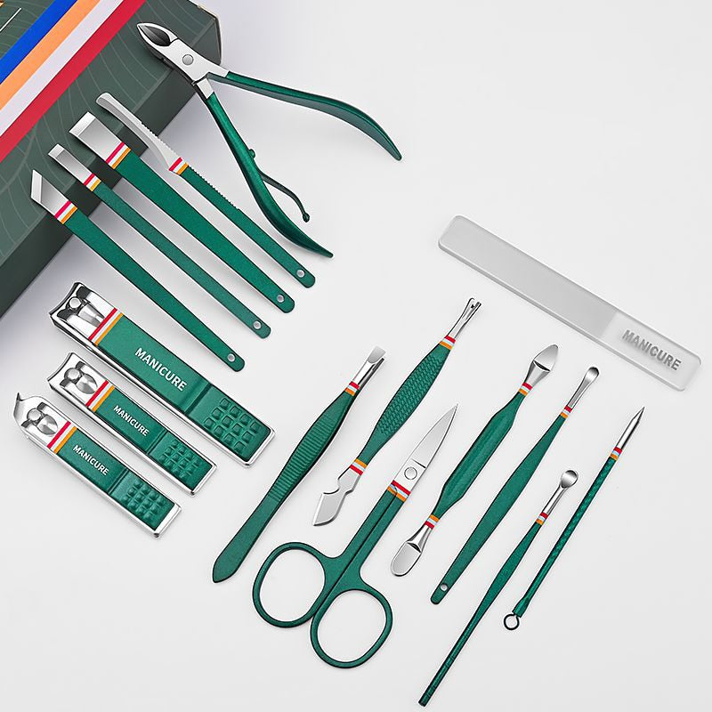 12-16pcs Stainless Steel Manicure Set With Folding Bag.