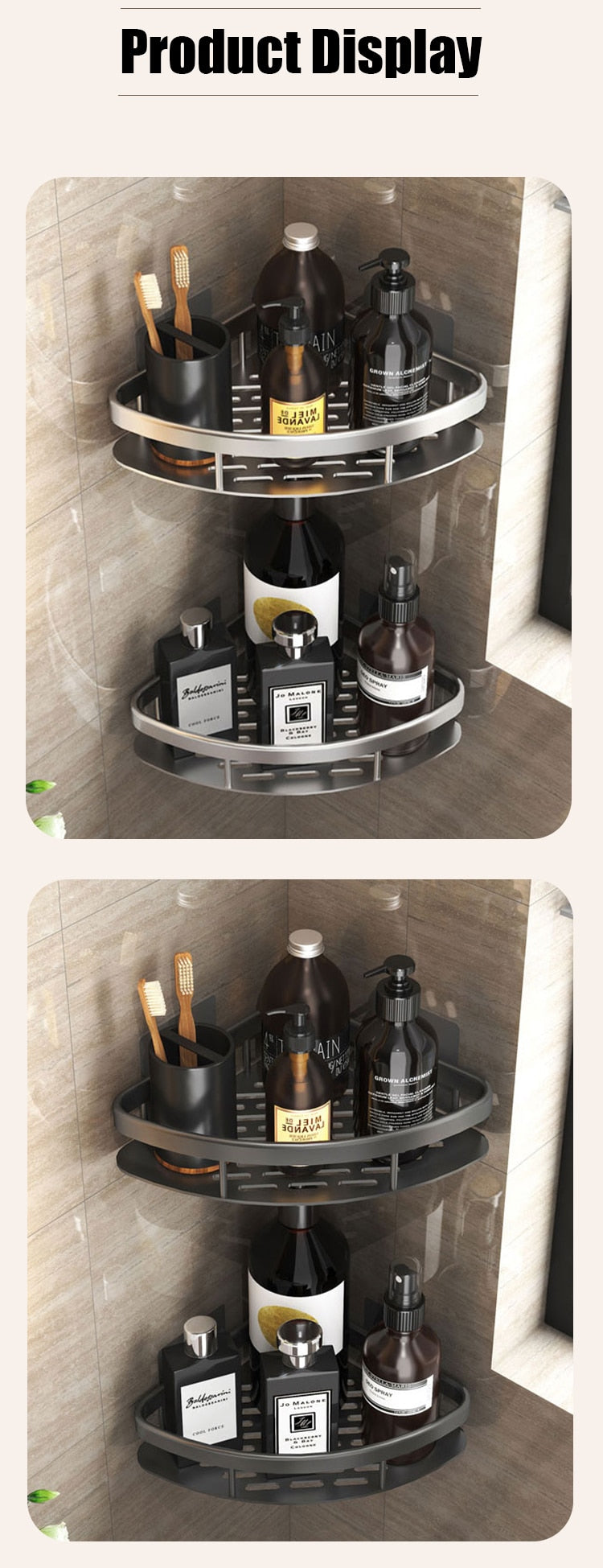 Adhesive Aluminum Storage Organizer For Bathroom Accessories.