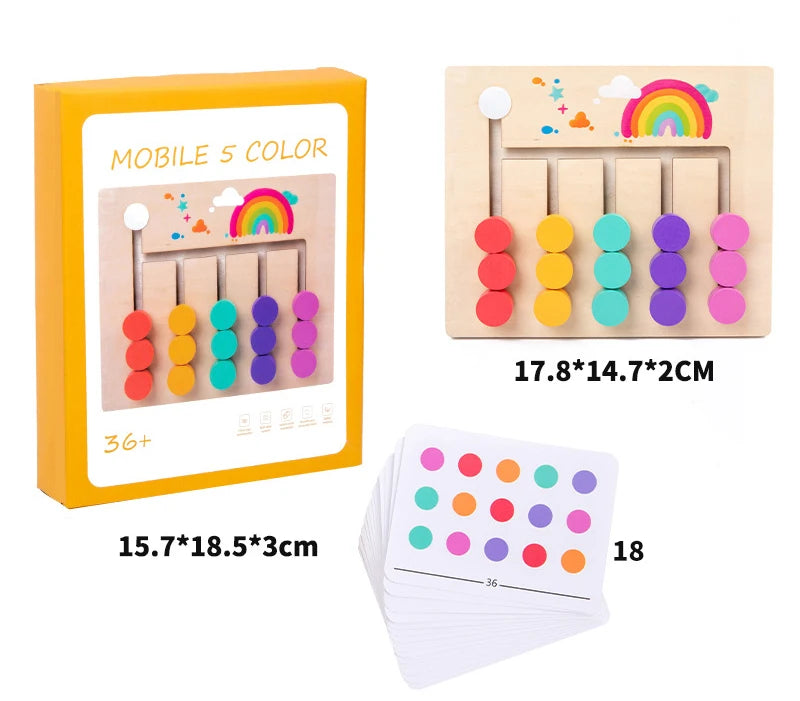 Toddlers Wooden Colorful Slide Matching Puzzle Board Game