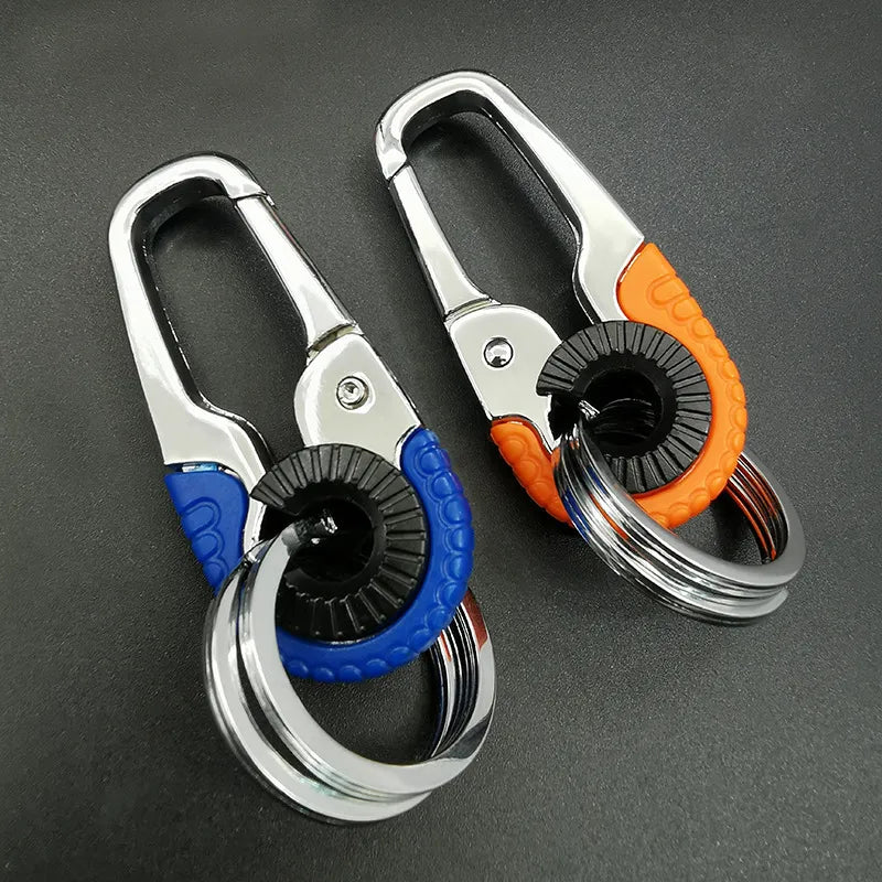 Stainless Steel, Double Ring Carabiner Keychain Buckle Clip.