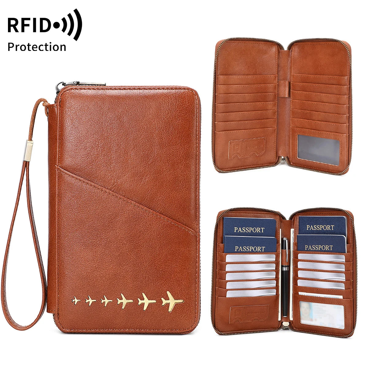 Women Or Men's RFID Multifunctional PU Leather Passport Wallet