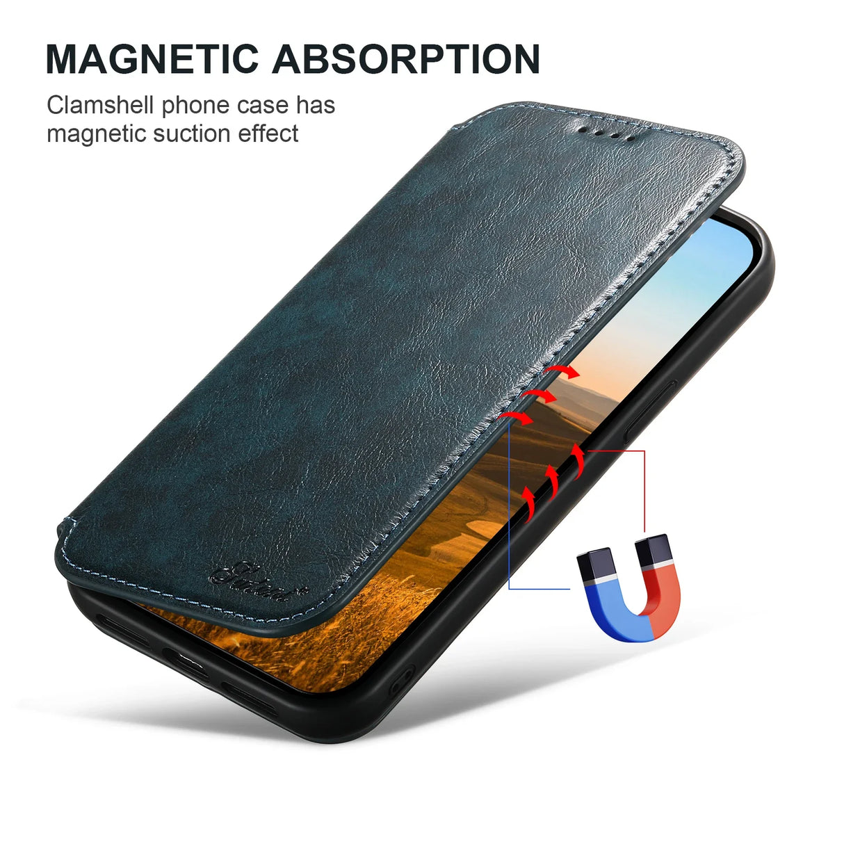Wireless Charging  Magnetic Leather Wallet Phone Case For iPhone 16 12 13 14 15 Pro Max Plus