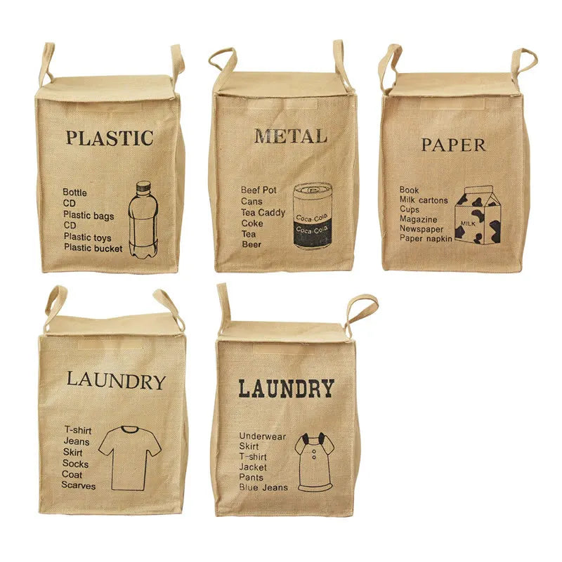 Folding Jute Organizer Storage Basket With Lids