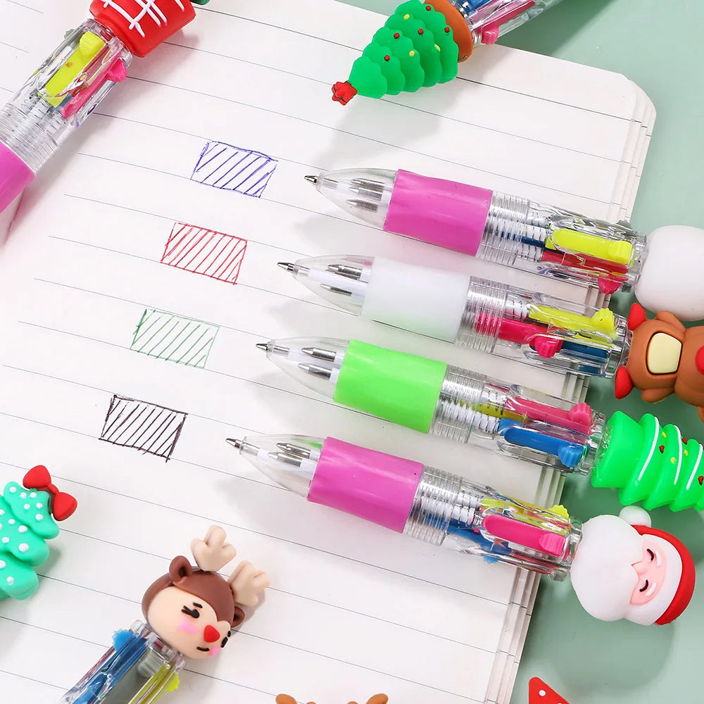 1Pcs 4 Color Retractable Mini Christmas Pen.