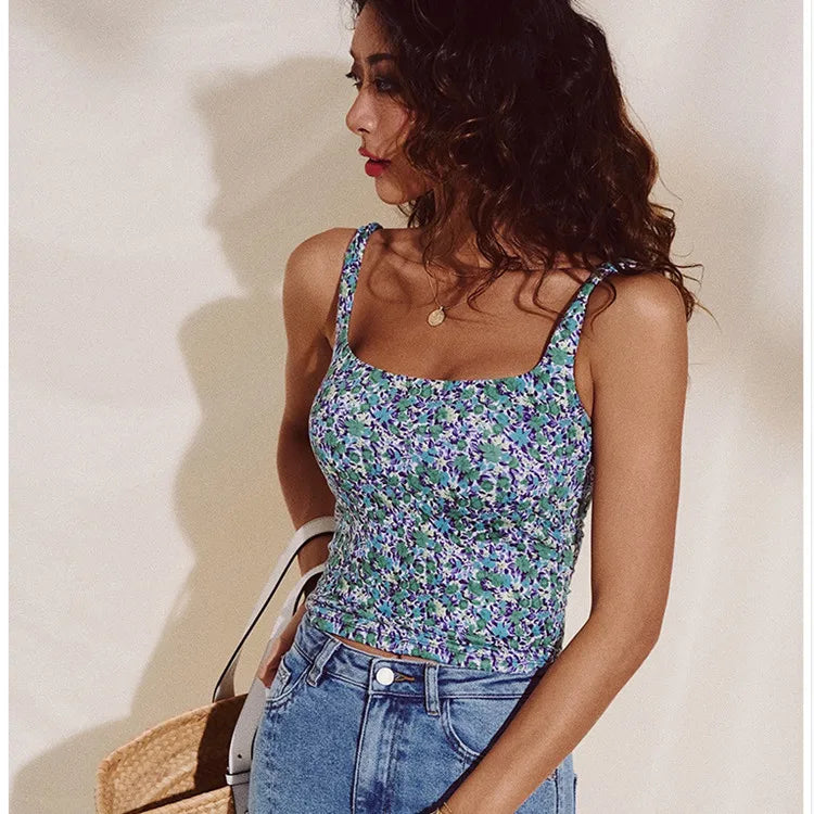 YUSHUHUA Women's Colorful Print Sports Tops With Pads