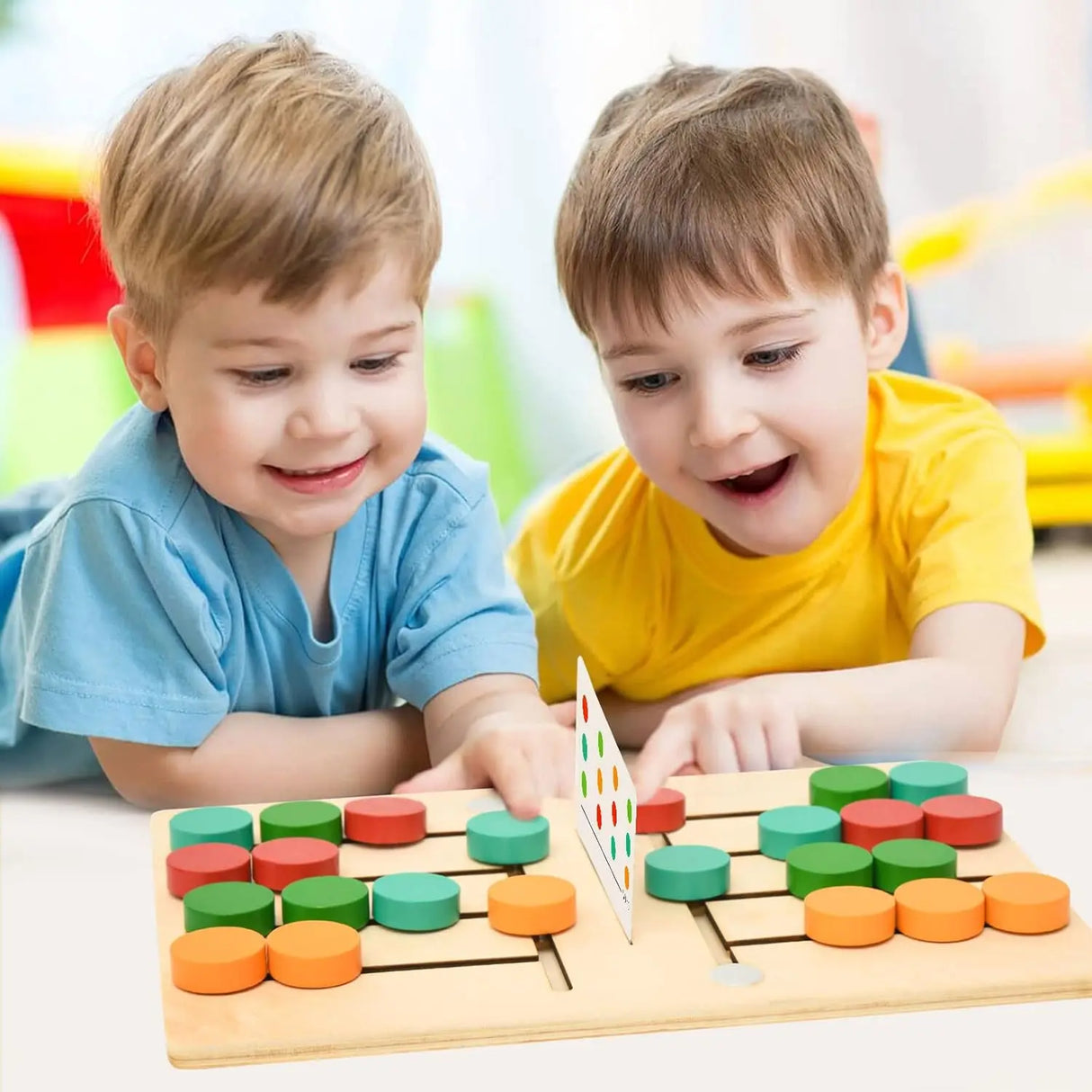 Toddlers Wooden Colorful Slide Matching Puzzle Board Game