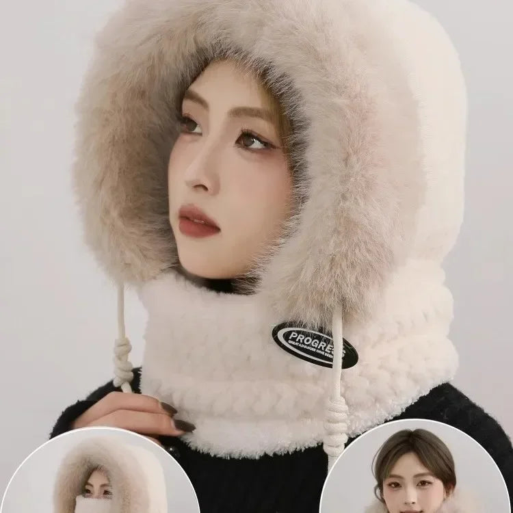 Winter Plush Warm Thick Hood with Scarf