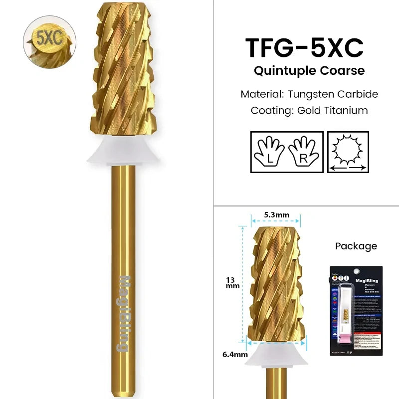 3/32" MagiBling Carbide Sharp 6.6mm Cross Cut Tapered Nails Bit For Acrylic Gel Remover