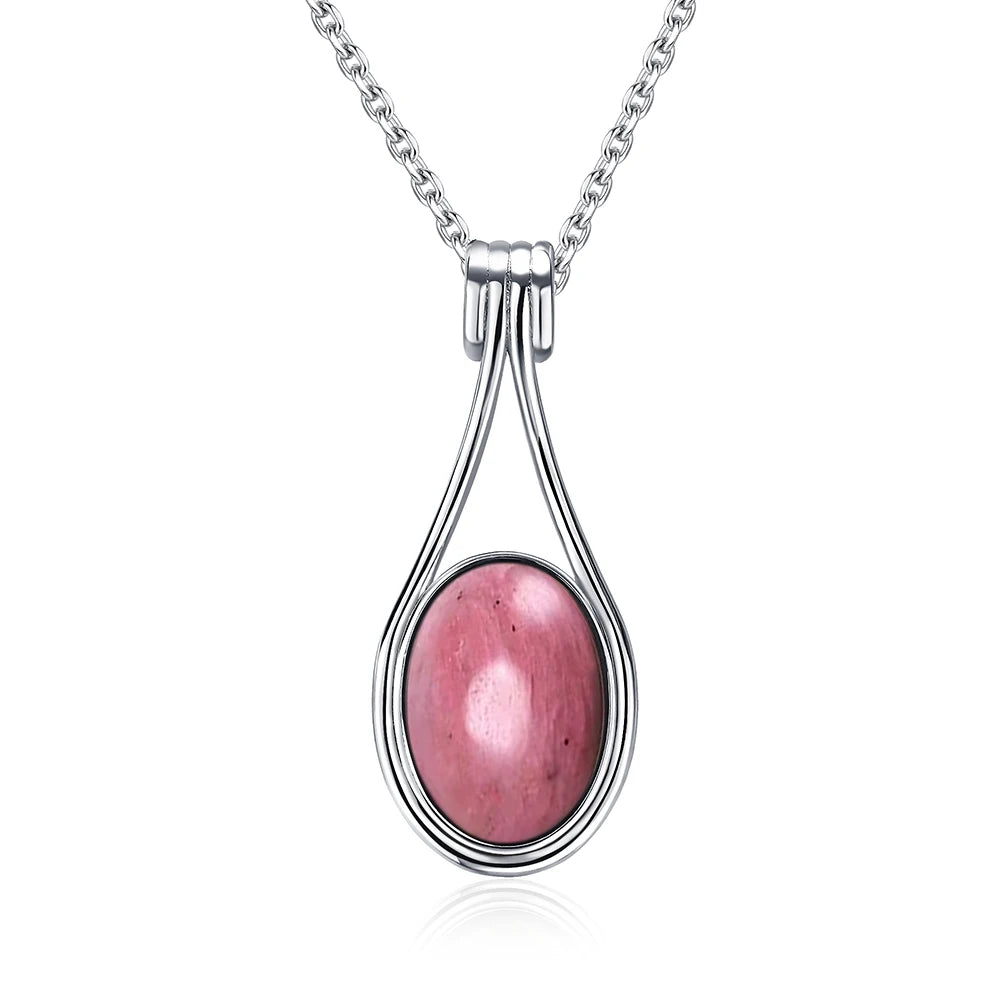 Oval 10X14MM Sterling Silver Platinum Natural Labradorite Pendants