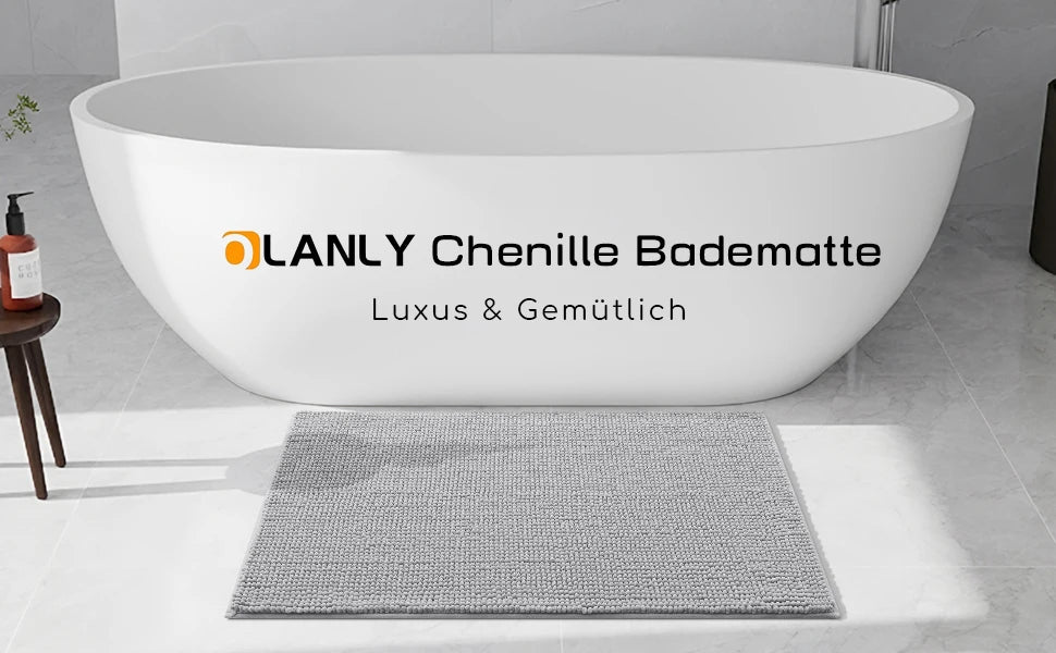 Kitinjoy Chenille Non-slip Washable Quick Drying Bath Mat