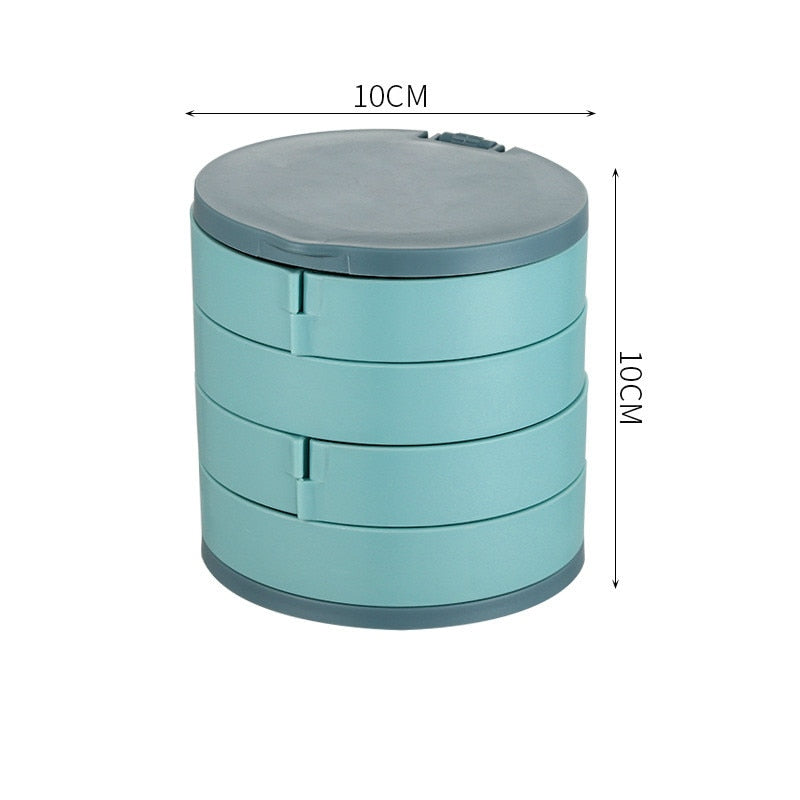Multilayer Rotating Plastic Jewelry Organizer With Mirror.