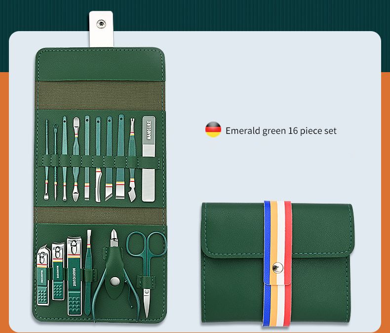12-16pcs Stainless Steel Manicure Set With Folding Bag.