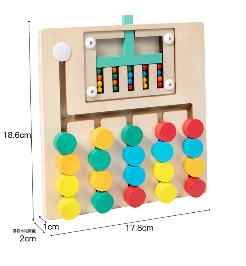 Toddlers Wooden Colorful Slide Matching Puzzle Board Game