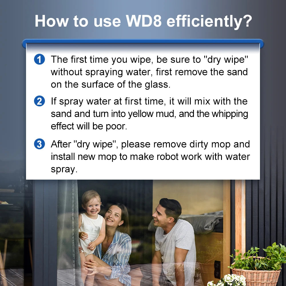 ABIR WD8 Wet Or Dry Robot Window Vacuum Cleaner ,Laser Sensor By App & Remote Control