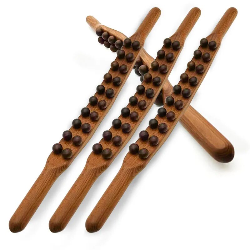 8/20 Beads Gua Sha Massage Stick With Carbonized Or Wood.